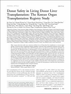 Donor safety in living donor liver transplantation: The Korean organ transplantation registry study.