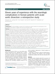 Eleven years of experience with the neurologic complications in Korean patients with acute aortic dissection: a retrospective study