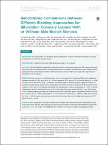 Randomized Comparisons Between Different Stenting Approaches for Bifurcation Coronary Lesions With or Without Side Branch Stenosis