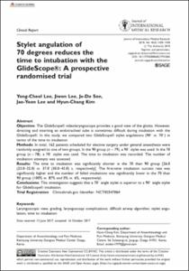 Stylet angulation of 70 degrees reduces the time to intubation with the GlideScope (R): A prospective randomised trial