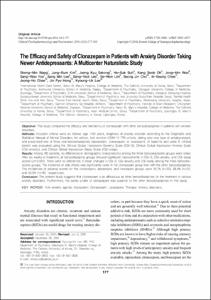 The Efficacy and Safety of Clonazepam in Patients with Anxiety Disorder Taking Newer Antidepressants: A Multicenter Naturalistic Study