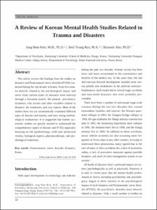A Review of Korean Mental Health Studies Related to Trauma and Disasters