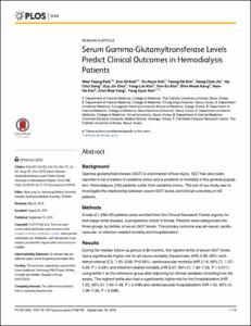 Serum Gamma-Glutamyltransferase Levels Predict Clinical Outcomes in Hemodialysis Patients