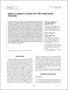 Indexes of Suspicion of Typical Cow’s Milk Protein-Induced Enterocolitis