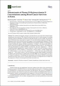 Determinants of Plasma 25-Hydroxyvitamin D Concentrations among Breast Cancer Survivors in Korea