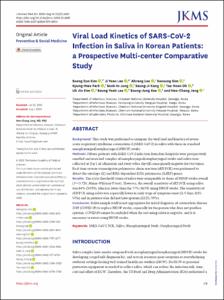 Viral Load Kinetics of SARS-CoV-2 Infection in Saliva in Korean Patients: a Prospective Multi-center Comparative Study