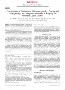Comparison of Endoscopic Ultrasonography, Computed Tomography, and Magnetic Resonance Imaging for Pancreas Cystic Lesions