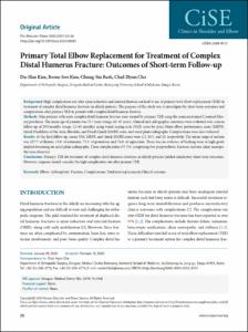 Primary Total Elbow Replacement for Treatment of Complex Distal Humerus Fracture: Outcomes of Short-term Follow-up