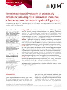 Prominent seasonal variation in pulmonary embolism than deep vein thrombosis incidence: a Korean venous thrombosis epidemiology study