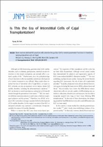 Is This the Era of Interstitial Cells of Cajal Transplantation?