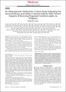 An Observational, Multicenter, Cohort Study Evalualting the Antiviral Efficacy and Safety in Korean Patients With Chronic Hepatitis B Receiving Pegylated Interferon-alpha 2a (Pegasys) : TRACES Study.