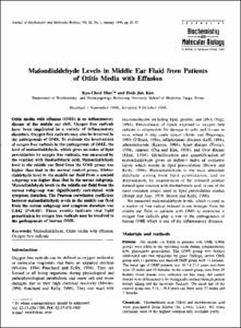 Malondialdehyde Levels in Middle Ear Fluid from Patients of Otitis Media with Effusion
