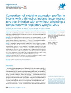 Comparison of cytokine expression profiles in infants with a rhinovirus induced lower respiratory tract infection with or without wheezing: A comparison with respiratory syncytial virus