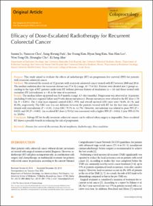 Efficacy of dose-escalated radiotherapy for recurrent colorectal cancer