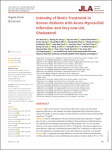 Intensity of Statin Treatment in Korean Patients with Acute Myocardial Infarction and Very Low LDL Cholesterol