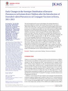 Early Changes in the Serotype Distribution of Invasive Pneumococcal Isolates from Children after the Introduction of Extended-valent Pneumococcal Conjugate Vaccines in Korea, 2011-2013