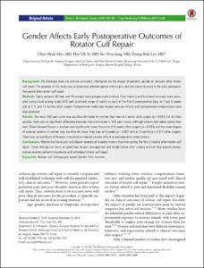 Gender Affects Early Postoperative Outcomes of
Rotator Cuff Repair