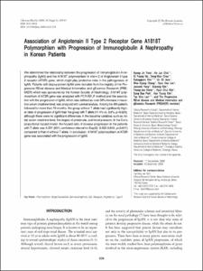 Association of Angiotensin II Type 2 Receptor Gene A1818T Polymorphism with Progression of Immunoglobulin A Nephropathy in Korean Patients