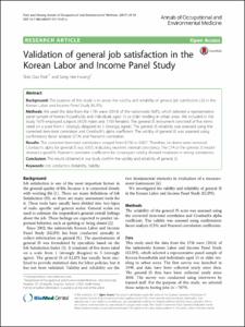 Validation of general job satisfaction in the Korean Labor and Income Panel Study