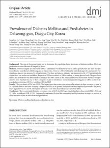 Prevalence of Diabetes Mellitus and Prediabetes in
Dalseong-gun, Daegu City, Korea