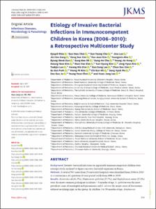Etiology of Invasive Bacterial Infections in Immunocompetent Children in Korea (2006-2010): a Retrospective Multicenter Study