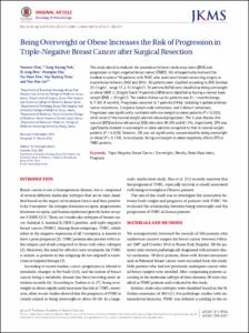 Being Overweight or Obese Increases the Risk of Progression in Triple-Negative Breast Cancer after Surgical Resection