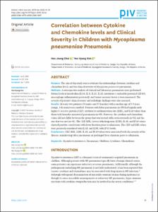 Correlation between Cytokine and Chemokine levels and Clinical Severity in Children with Mycoplasma pneumoniae Pneumonia