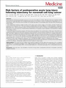 Risk factors of postoperative acute lung injury following lobectomy for nonsmall cell lung cancer