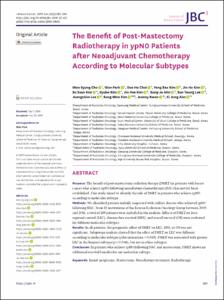 The Benefit of Post-Mastectomy Radiotherapy in ypN0 Patients after Neoadjuvant Chemotherapy According to Molecular Subtypes