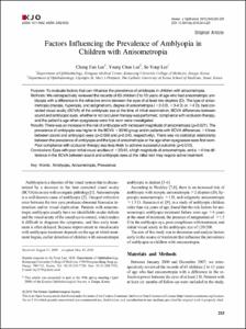 Factors Influencing the Prevalence of Amblyopia in Children with Anisometropia