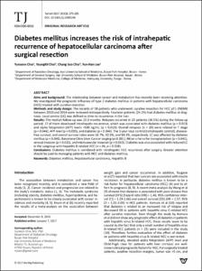 Diabetes mellitus increases the risk of intrahepatic recurrence of hepatocellular carcinoma after surgical resection