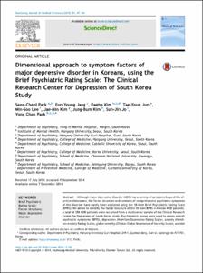 Dimensional approach to symptom factors of
major depressive disorder in Koreans, using the
Brief Psychiatric Rating Scale: The Clinical
Research Center for Depression of South Korea
Study