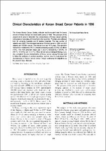 Clinical characteristics of Korean breast cancer patients in 1998
