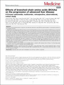 Effetc of BCAAs on the progression of advanced liver disease a Korean nationwide, multicenter, prospective, observational cohort study