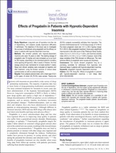 Effects of Pregabalin in Patients with Hypnotic-Dependent Insomnia