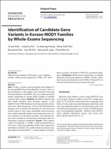 Identification of Candidate Gene Variants in Korean MODY Families by Whole-Exome Sequencing
