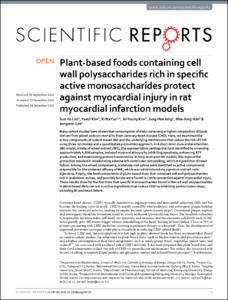 Plant-based foods containing cell wall polysaccharides rich in specific active monosaccharides protect against myocardial injury in rat myocardial infarction models