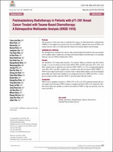 Postmastectomy Radiotherapy in Patients with pT1-2N1 Breast Cancer Treated with Taxane-Based Chemotherapy: A Retrospective Multicenter Analysis (KROG 1418)
