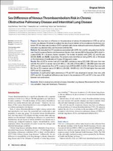 Sex Difference of Venous Thromboembolism Risk in Chronic Obstructive Pulmonary Disease and Interstitial Lung Disease