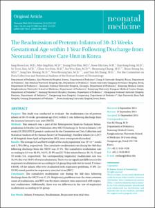 The Readmission of Preterm Infants of 30-33 Weeks Gestational Age within 1 Year Following Discharge from Neonatal Intensive Care Unit in Korea