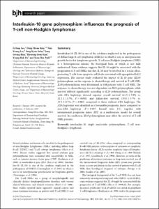 Interleukin-10 gene polymorphism influences the prognosis of T-cell non-Hodgkin lymphomas
