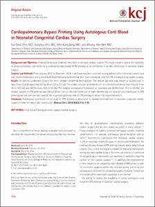 Cardiopulmonary Bypass Priming Using Autologous Cord Blood in Neonatal Congenital Cardiac Surgery