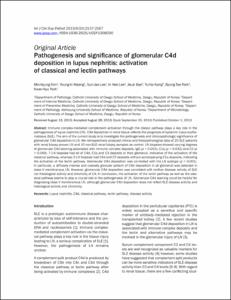 Pathogenesis and significance of glomerular C4d
deposition in lupus nephritis: activation
of classical and lectin pathways
