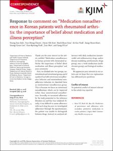 Response to comment on “Medication nonadherence in Korean patients with rheumatoid arthritis: the importance of belief about medication and illness perception”