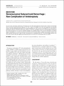 Nonaneurysmal Subarachnoid Hemorrhage : Rare Complication of Vertebroplasty
