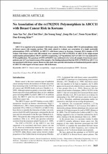 No association of the rs17822931 polymorphism in ABCC11 with breast cancer risk in Koreans