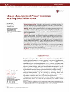 Clinical Characteristics of Primary Insomniacs with Sleep-State Misperception