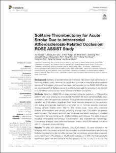 Solitaire Thrombectomy for Acute Stroke Due to Intracranial Atherosclerosis-Related Occlusion: ROSE ASSIST Study
