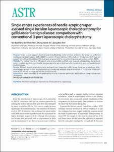 Single center experiences of needle-scopic grasper assisted single incision laparoscopic cholecystectomy for gallbladder benign disease: comparison with conventional 3-port laparoscopic cholecystectomy