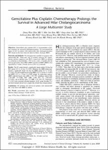 Gemcitabine Plus Cisplatin Chemotherapy Prolongs the Survival in Advanced Hilar Cholangiocarcinoma: A Large Multicenter Study